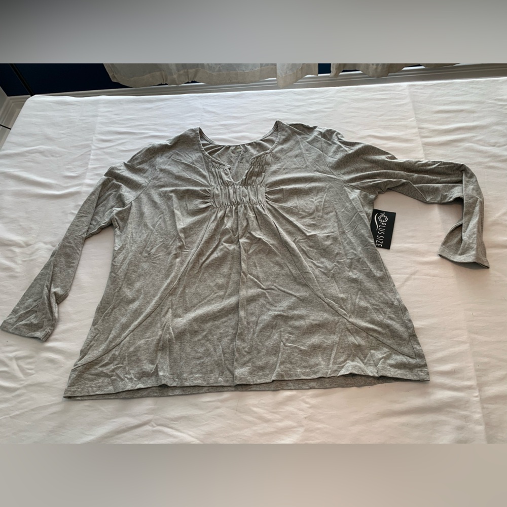 Elegant Gray Gathered Blouse
